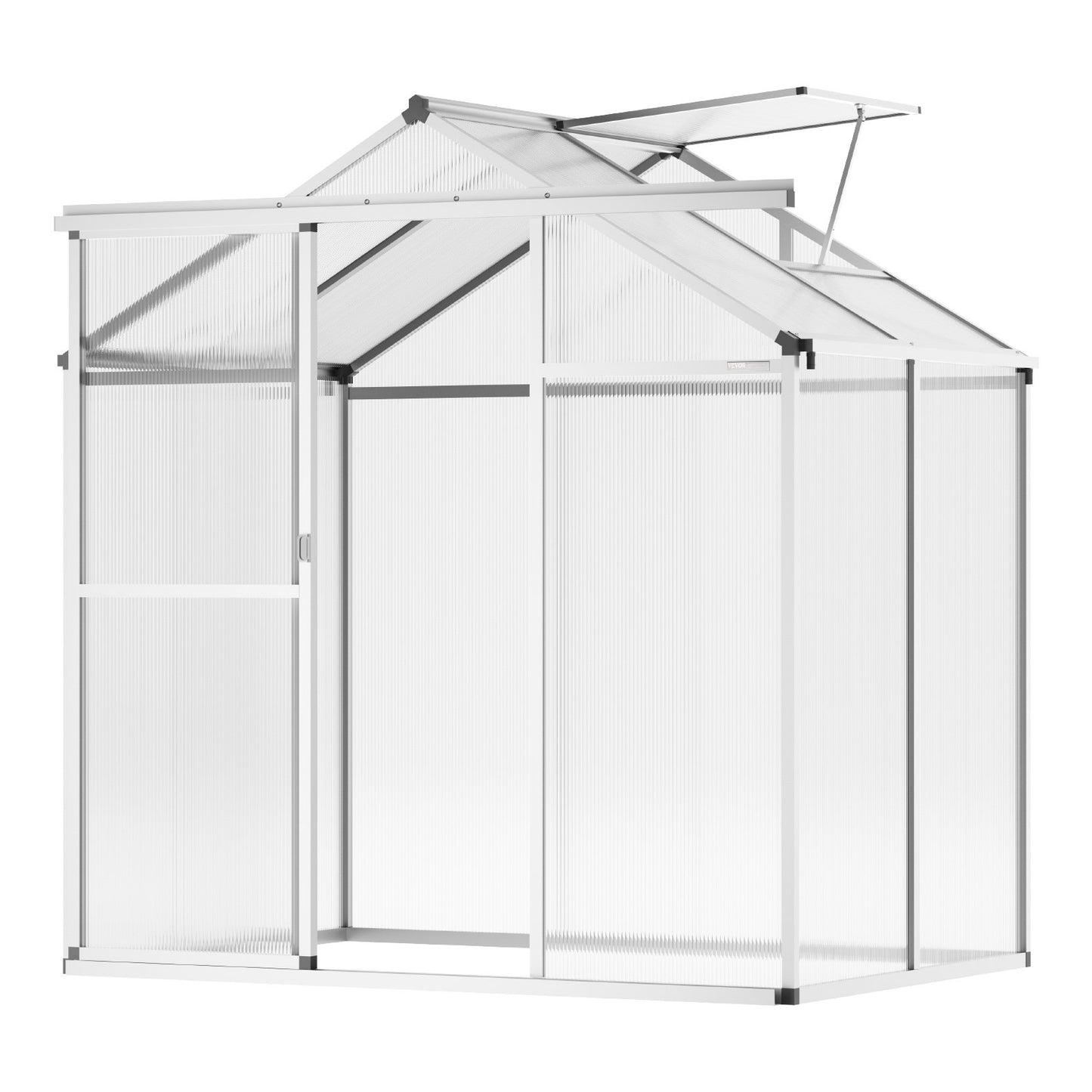 Polycarbonat-Gewächshaus, 6 x 4 Fuß, Freies Gewächshaus mit verstellbaren Belüftungsfenstern, Pavillon-ähnliches Gewächshaus mit Schiebetür, Aluminium-Großgewächshaus-Kit zum Gehen für Garten und Hinterhof