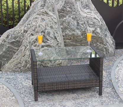 Außenterrassenmöbel Couchtisch mit klarem Temperglas
