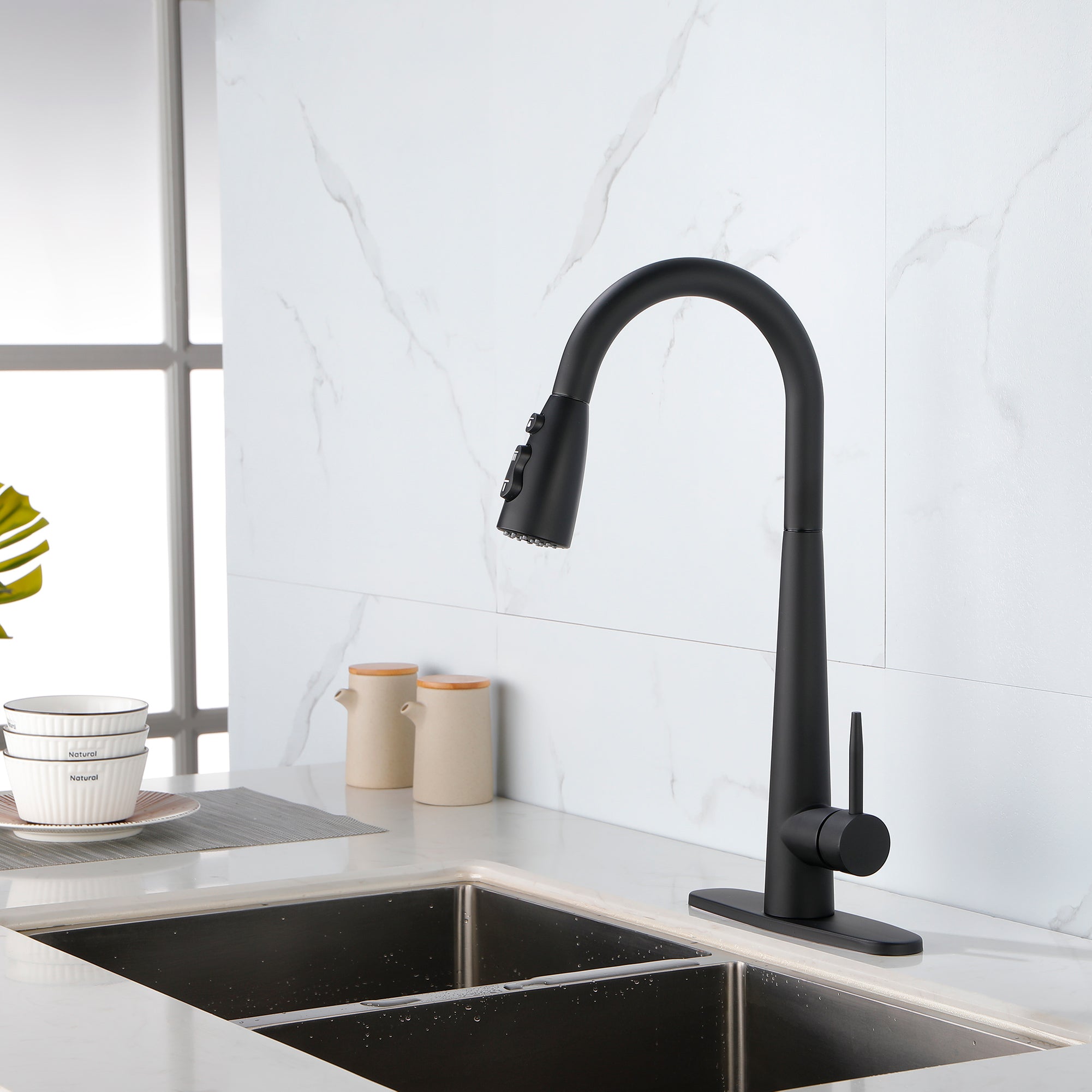 Brushed Nickel Pull-Down Spray Kitchen Faucet