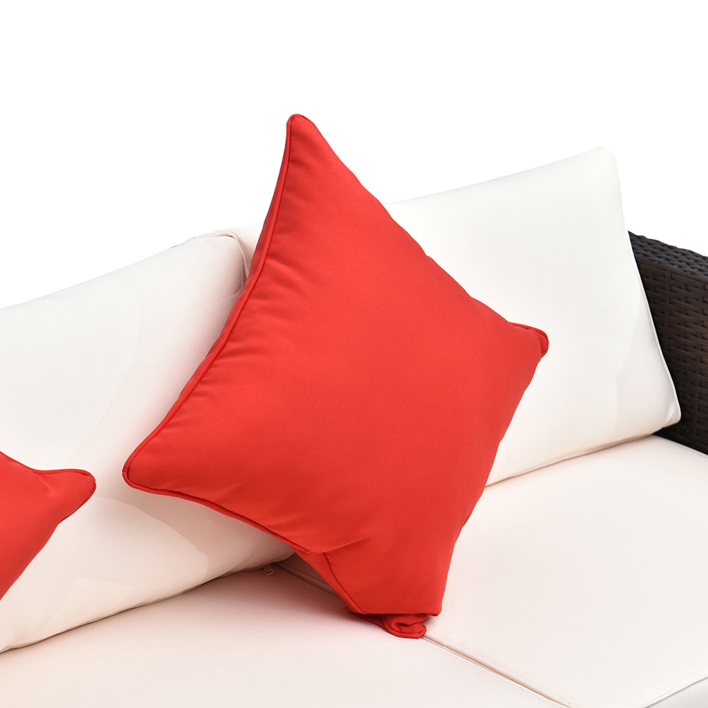 6-teiliges Terrassenmöbel-Set Outdoor-Gesprächsset Ganzjährig wetterbeständiges PE-Modulsofa-Set mit Hocker