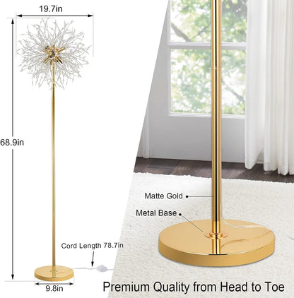 Schlafzimmer Kristall Stehlampe,,69 Zoll Hohe Ständerlampe,Moderne Raum Dekorative Stehlampe,Enthält 32 Feuerwerkskristall Aufhänger, Chrom Finish Nicht verfügbare Plattformen- Welfel