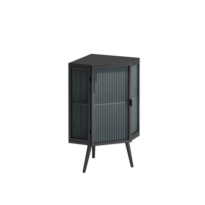 22.25 Floor Corner Cabinet With Glass Door   Shelves For Bathroom, Living Room