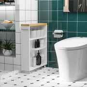 Schmaler Badezimmerschrank mit Rollen Stauraumorganizer und Regalen für kleine Räume