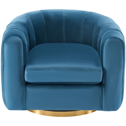 Ein einssitziges, rotierendes Sofa, bezogen mit Samtstoff