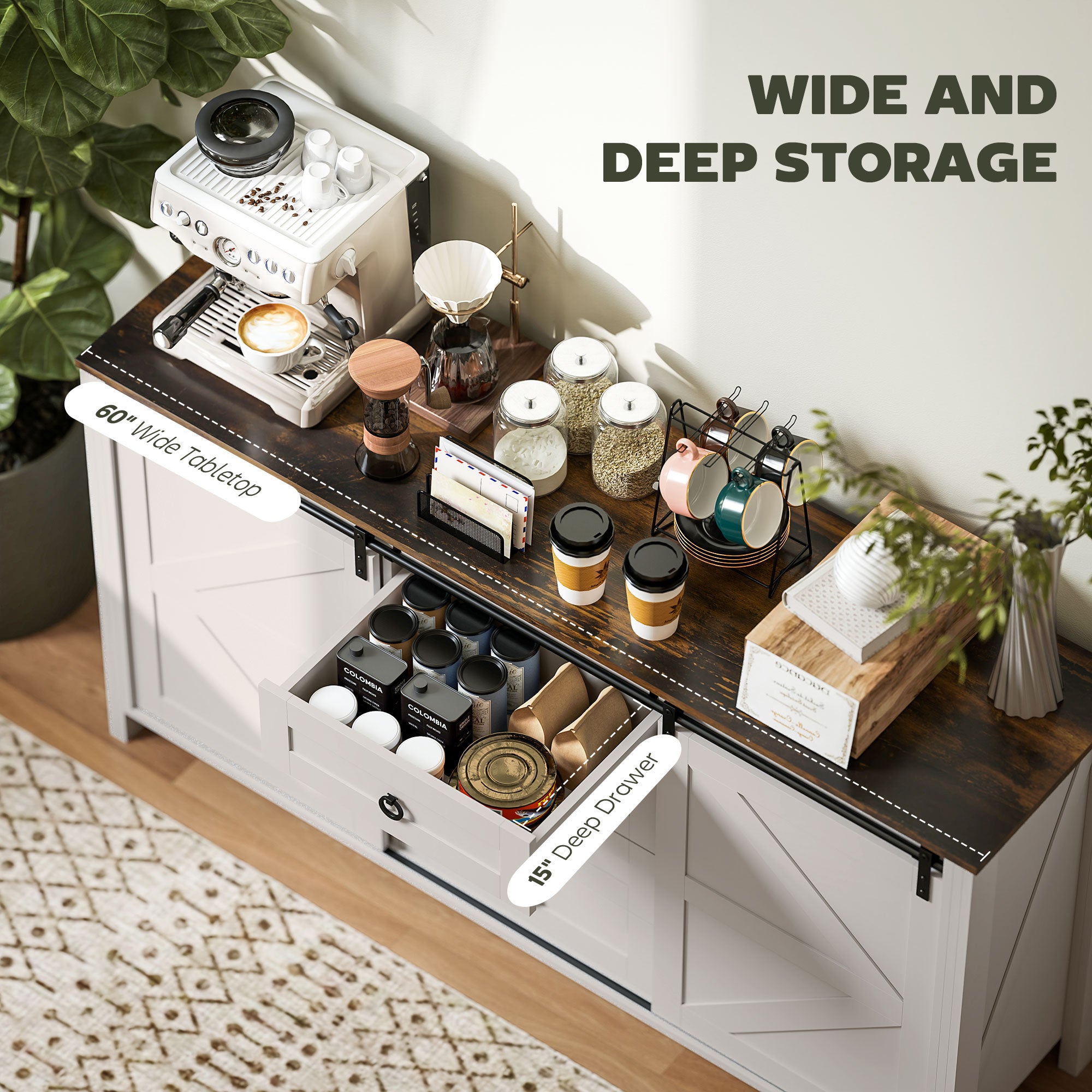 Cream Farmhouse Buffet Cabinet