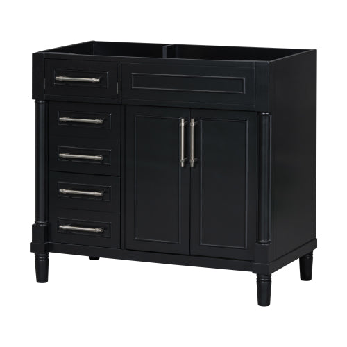 36'' Bathroom Vanity Without Sink, Freestanding Bathroom Storage Cabinet With 2 Drawers And A Tip-out Drawer, Solid Wood Frame Vanity Only, Height Adjustable Shelf