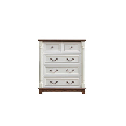 Landhaus-Stil 5-Schubladen-Kommode mit Basis, Holzschnitzerei rustikale Schubladenschrank, Aufbewahrungskommode für Schlafzimmer, Wohnzimmer, schön robust und langlebig