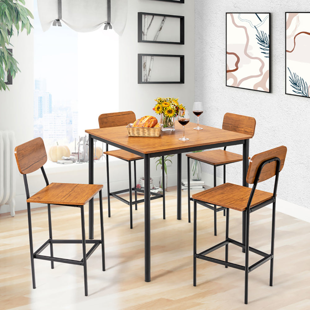 5-teiliges Industriespeiset mit Thekehoch-Tisch und 4 Barhockern