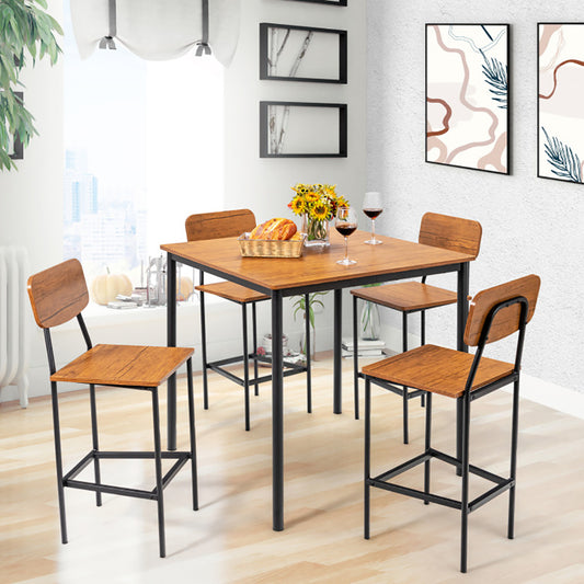 5-teiliges Industriespeiset mit Thekehoch-Tisch und 4 Barhockern