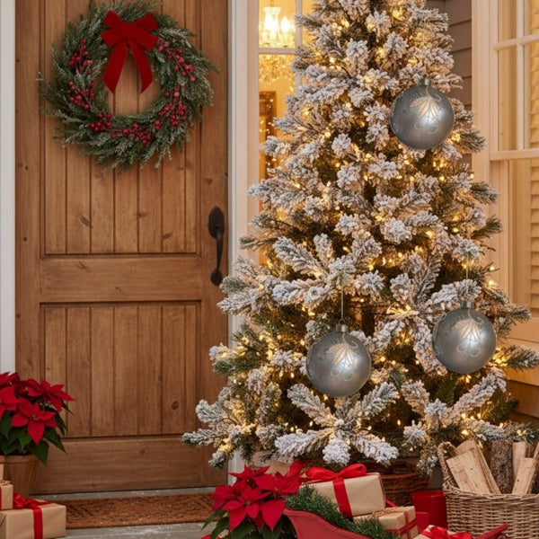 4-teiliges 4,7-Zoll Weihnachtskugel-Ornamente, Glas-Hänge-Dekorationen für Weihnachtsbaum und Partdekoration, FBA-Versand, Verkauf auf der Temu-Plattform verboten