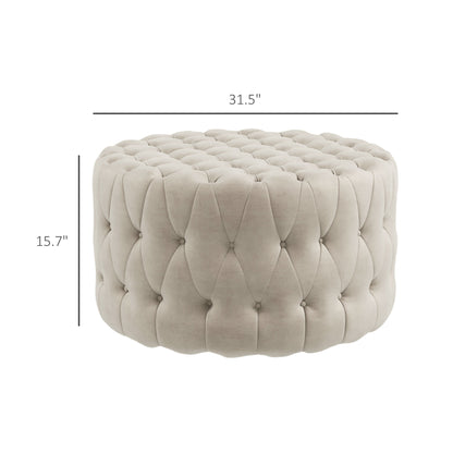 Round Ottoman Coffee Table with Velvet-feel Upholstery