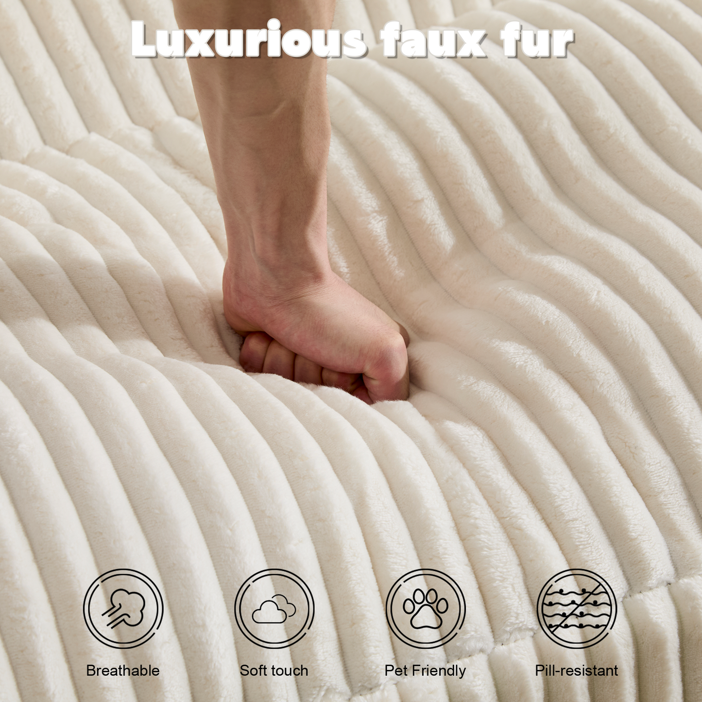 Doppel-Liege-Stuhl für Innenräume, Überdimensionierte Bezogene Schlafcouch Wolken-Sofa, Tief Sitzender Luxus-Sofabett, Ecksofa mit Liege und Sessel, Corduroy-Lesestuhl für das Wohnzimmer, Keine Montage erforderlich, Weiß