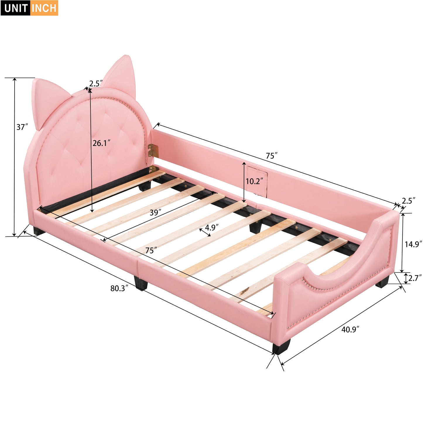 Single Cushioned Sofa Bed With Cardboard Ear Shaped Headboard