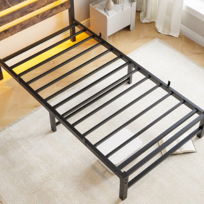 Brown Steel Platform Bed