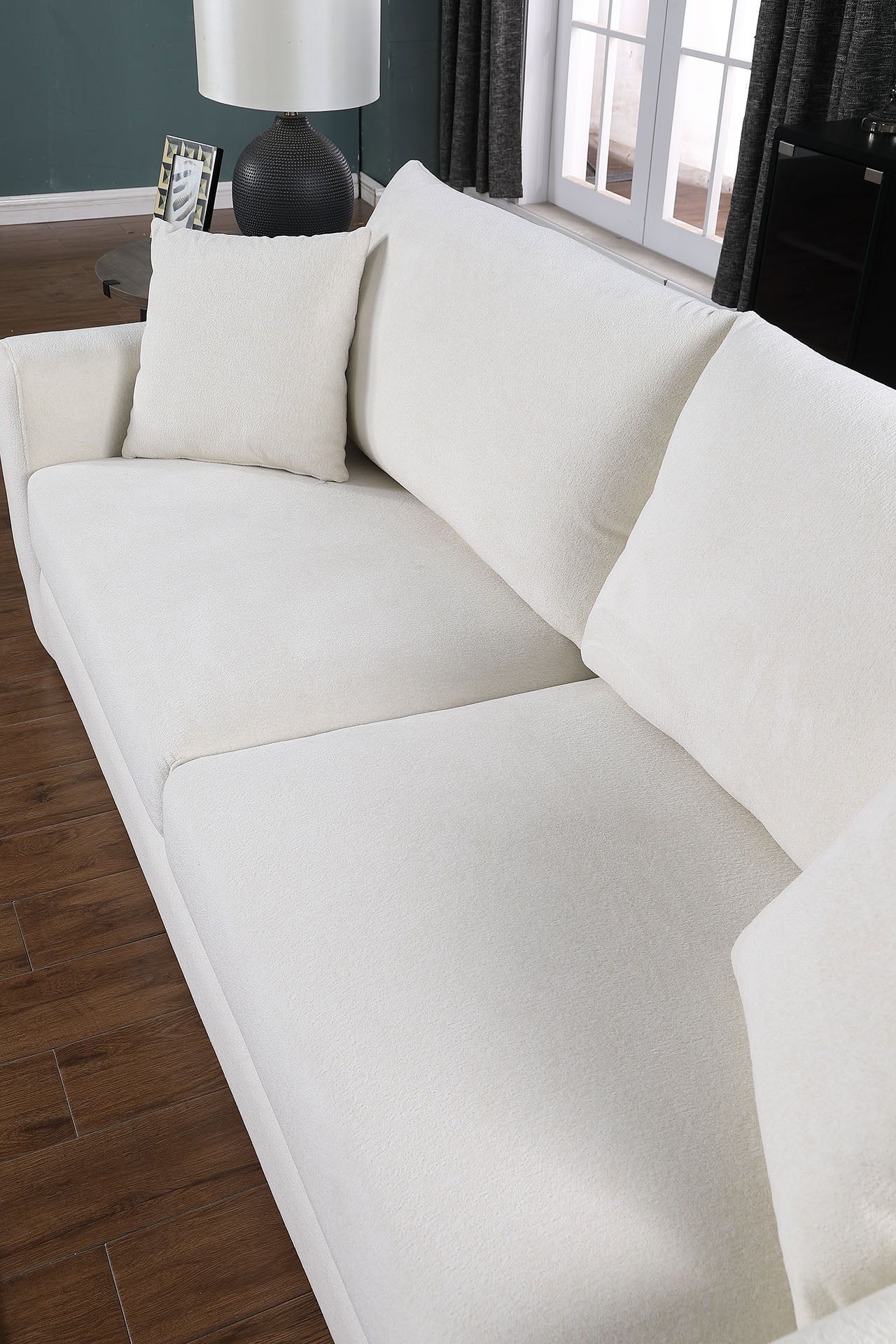 Beige Compressed Sofa Chenille Fiber Foam