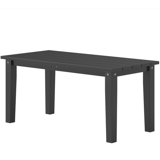 Rechteckiger Außentisch für Kaffee, HDPE Allwetter-Außentisch für Terrasse mit lamellenförmiger Tischplatte für Garten, Balkon, Schwarz