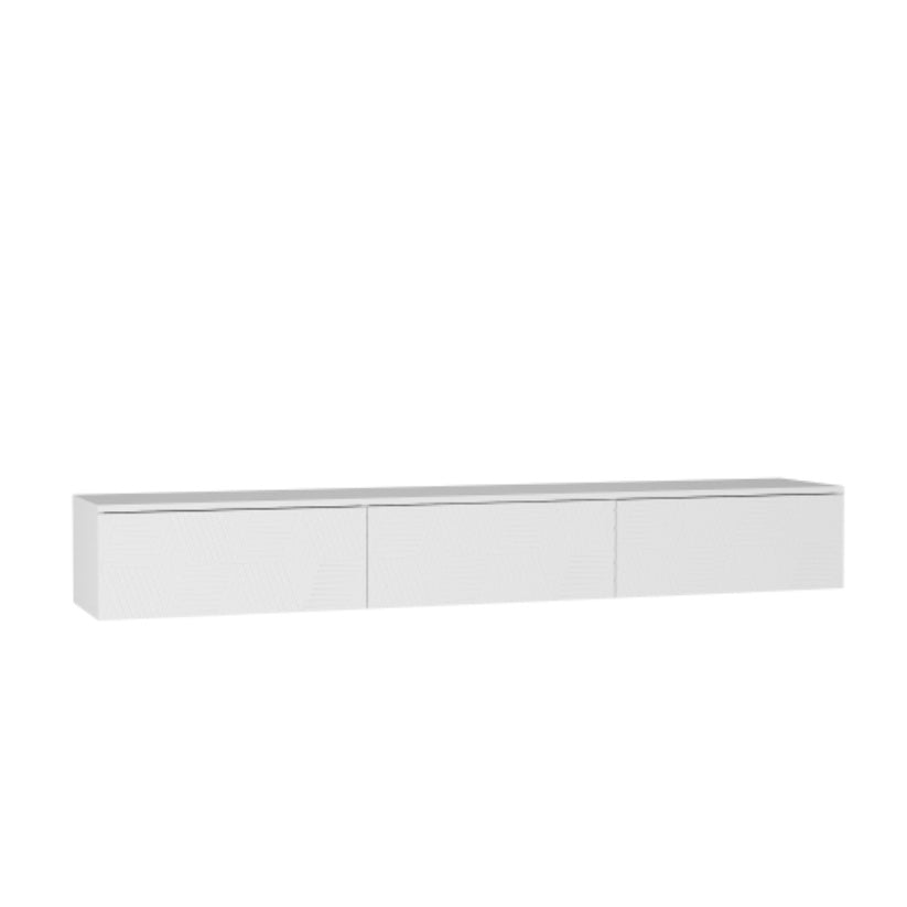 Wandmontiertes Schwebendes TV-Board mit 16-farbigen LEDs, Modernes TV-Board, Schwebendes TV-Schränkchen als Medienzentrum für 55-60-65-Zoll-Fernseher, Weiß
