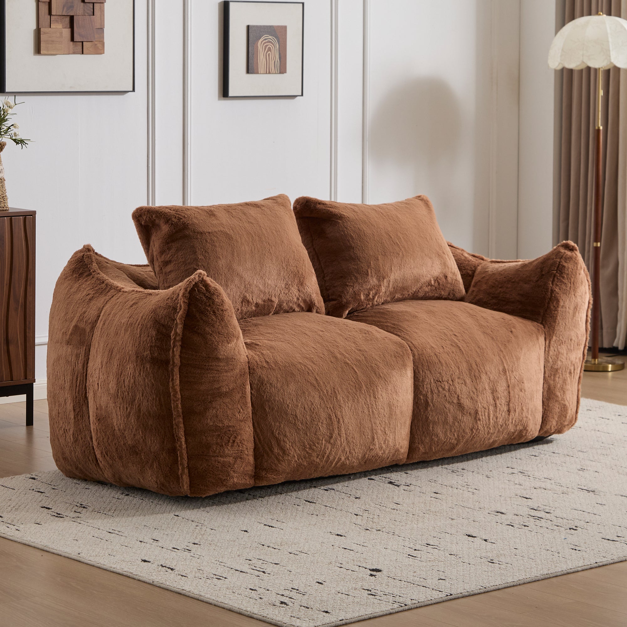 Brown Fluffy Bean Bag