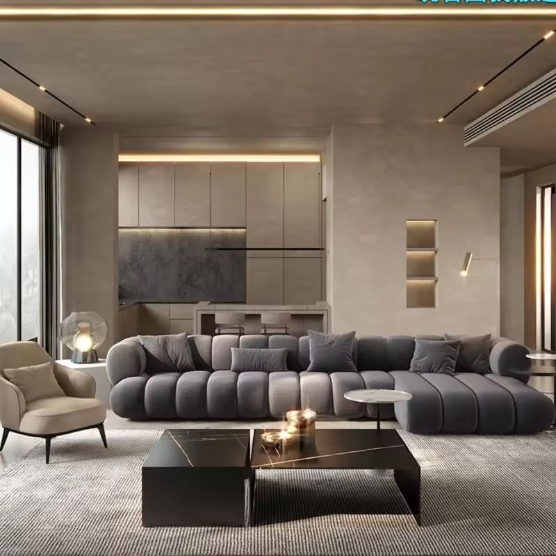 ATUNUS Amerikanisches Großes Samt Heim Möbel Nordisch Modernes L-Form Eck Wohnzimmer Modulares Sektionelles Sofa Couch Set