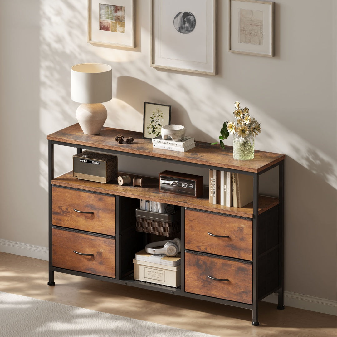 Black LED Drawer TV Stand