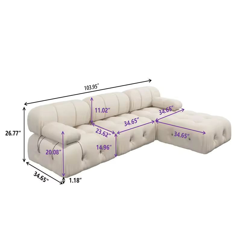 Nordisches modernes Apartment-Möbel-Stoff-Schnallen-Design-Sofa Wohnzimmer-Couch Leicht luxuriöses Schwammsofa für Verschluss-Design
