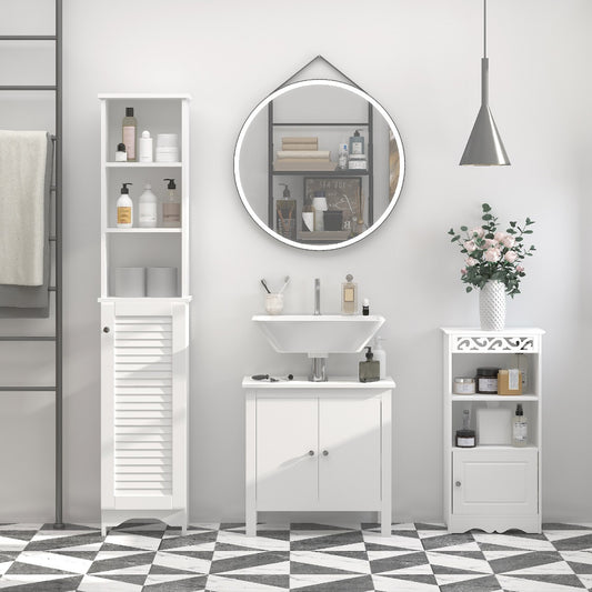 Hohes Badezimmerschrank/Freistehender Turm mit 3-stufigem offenem verstellbarem Regal und Schrank