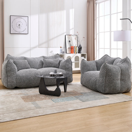 Komprimierter Plüsch-Sitzsack-Sofa-Couch – Mit Hochresilienz-Schaum gefüllt, ultra-weicher Bouclé-Liegestuhl für eine oder zwei Personen, gemütliche Sitzmöglichkeit im Wohnzimmer zum Lesen, Spielen und Entspannen, platzsparend vakuumverpackt