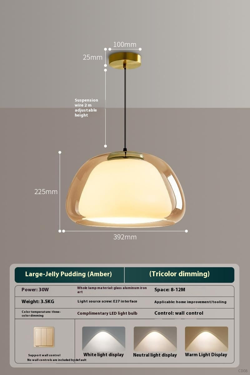 Eingangsrestaurant Bar Kreatives Schlafzimmer Creme-Stil Einarmige Doppelschichtige Glasleuchter