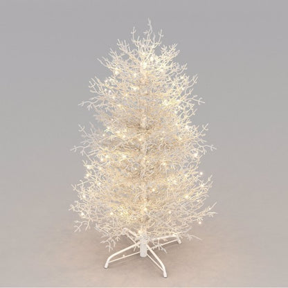 4FT Vorbeleuchteter Aspen-Fir-Künstlicher Weihnachtsbaum, Scharnierter Weihnachtsbaum mit 280 Schnee-bestäubten Astspitzen, 230 Warmweißen LED-Lichtern, Feiertags-Korallen-Weihnachtsbaum für Zuhause und Party