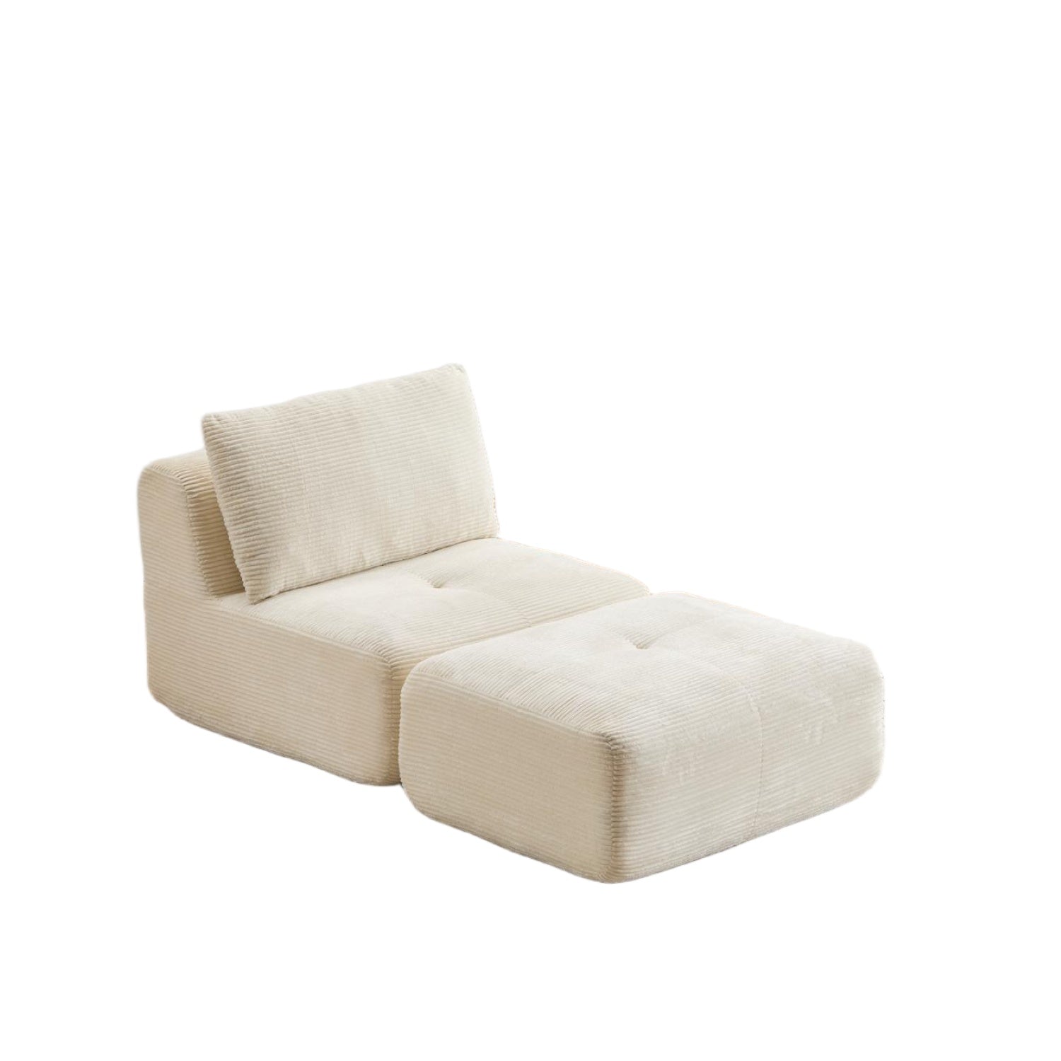 Beige Corduroy Chaise Sofa