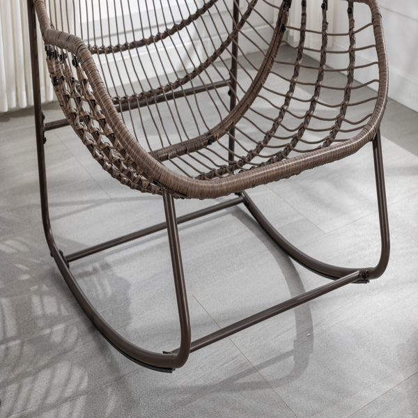 Outdoor-Rattan-Schaukelstuhl, Gepolsterter Kissen-Schaukelstuhl für Terrasse, Wohnzimmer, Patio, Garten, Rosa - Verkauf auf Temu verboten