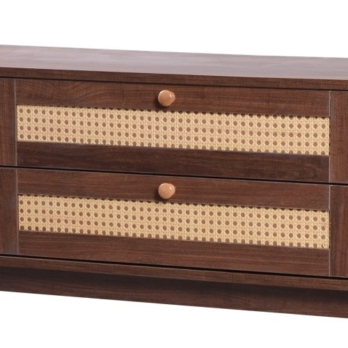 Wood Rattan Media Console