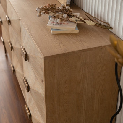 Kommode mit 9 Schubladen, Moderne Kommoden und Schubladenschränke, TV-Ständer, Helle Holzkommode für Schlafzimmer, Wohnzimmer, Flur