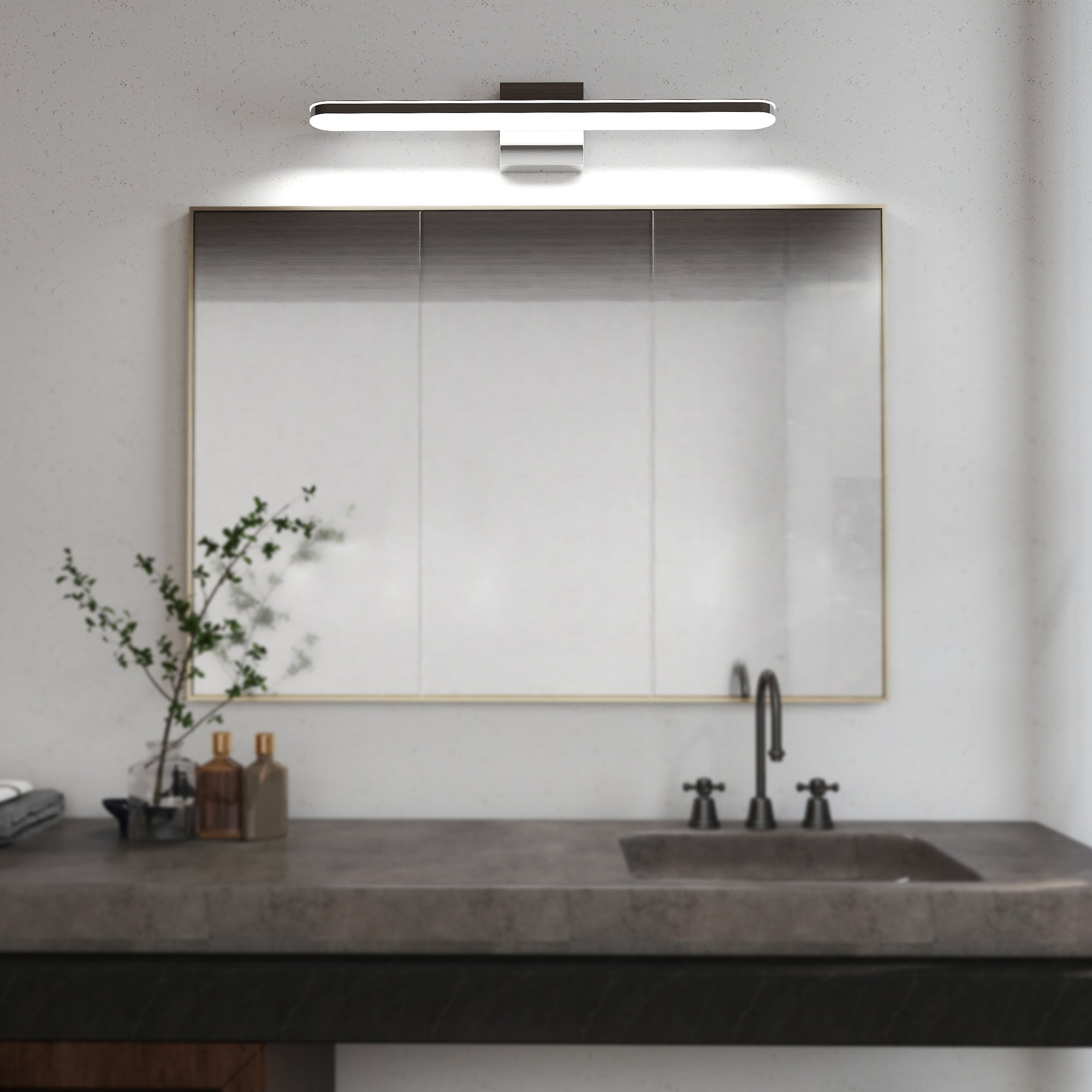 Moderne Badezimmerleuchten Dimmbare LED-Spiegelleuchten Chromlampen für Badezimmerspiegel 24-Zoll-Wandleuchten Innen 12W Leuchtenleiste für Badezimmer Waschraum Schlafzimmer 6000K Wandlicht für Badezimmer
