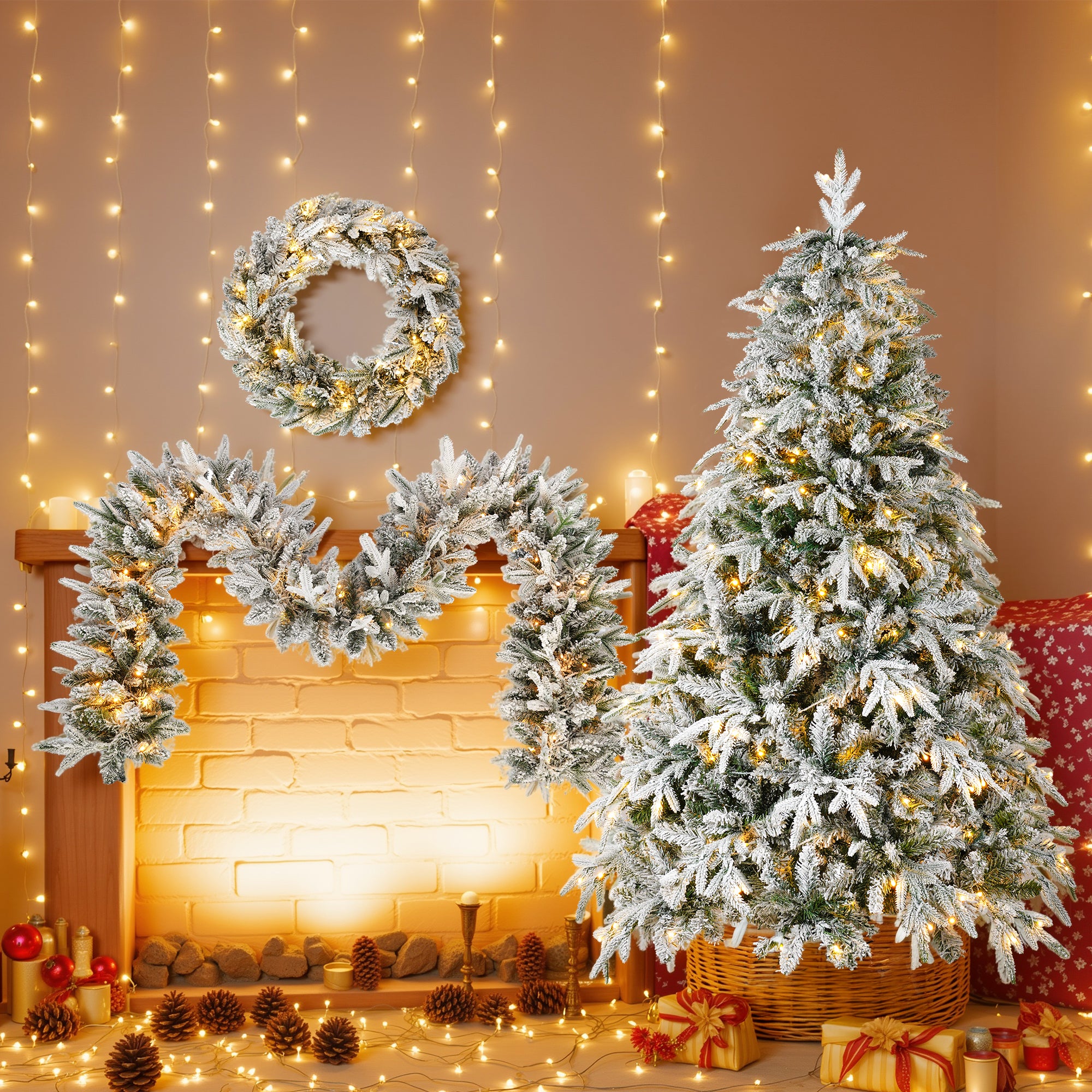Snow Flocked Holiday Set