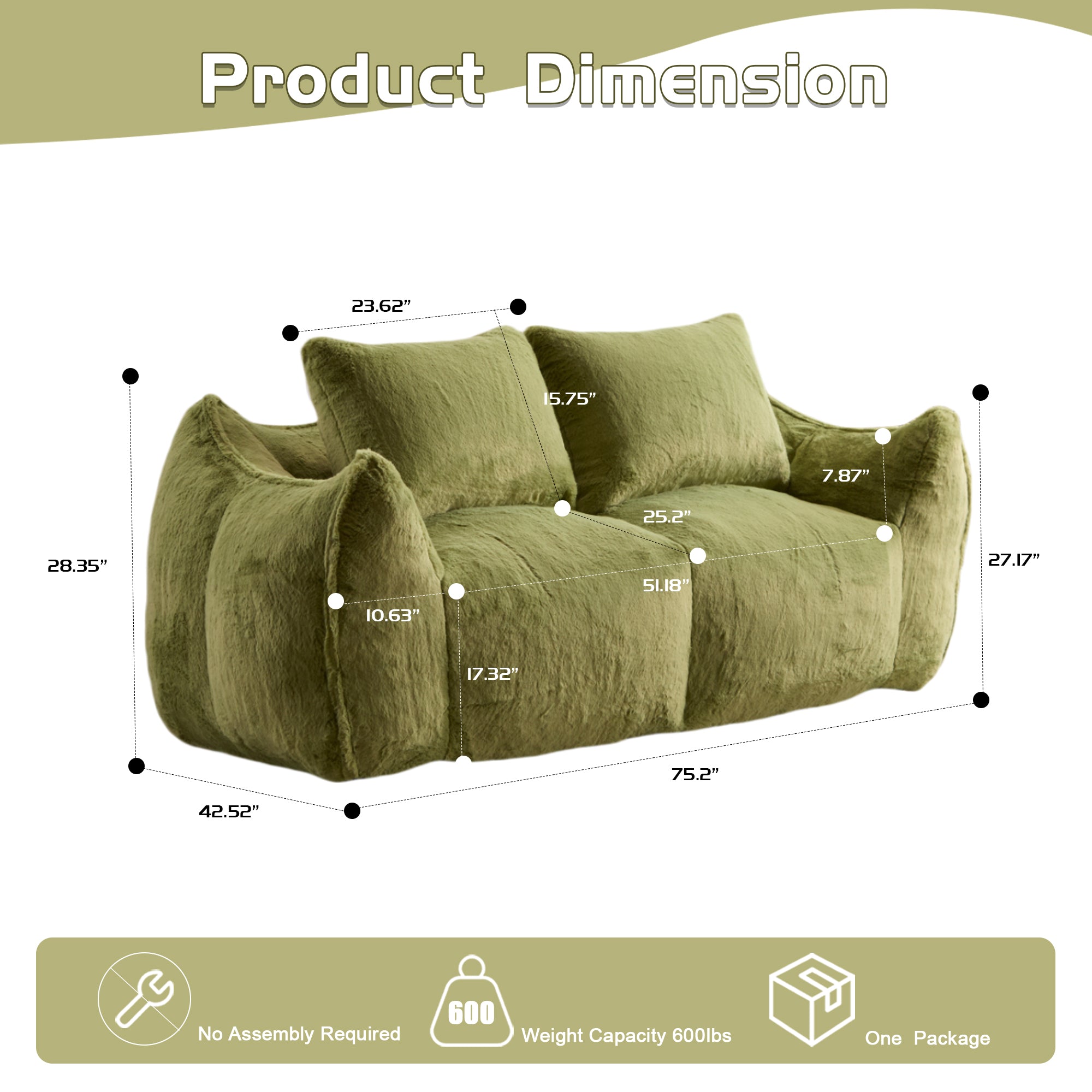Green Fluffy Bean Bag