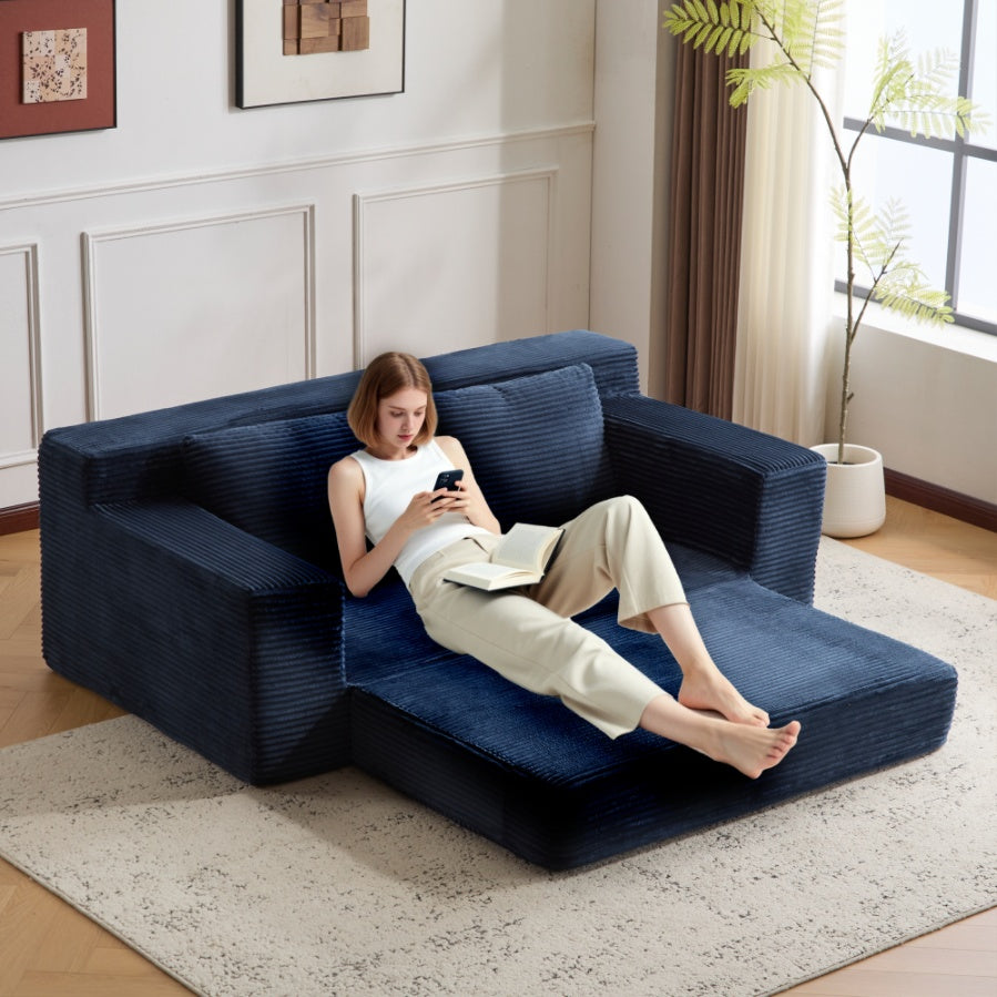 Dark Grey Corduroy Loveseat
