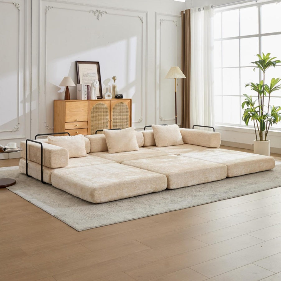 Beige Chenille Sofa Bed