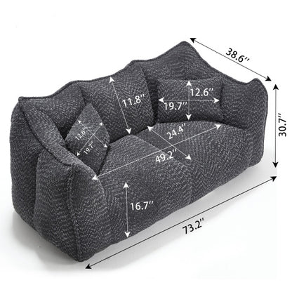 Komprimierter Plüsch-Sitzsack-Sofa-Couch – Mit Hochleistungs-Schaum gefüllt, ultra-weicher Bouclé-Liegestuhl für eine oder zwei Personen, gemütliche Sitzgelegenheit im Wohnzimmer zum Lesen, Spielen und Entspannen, platzsparend vakuumverpackt