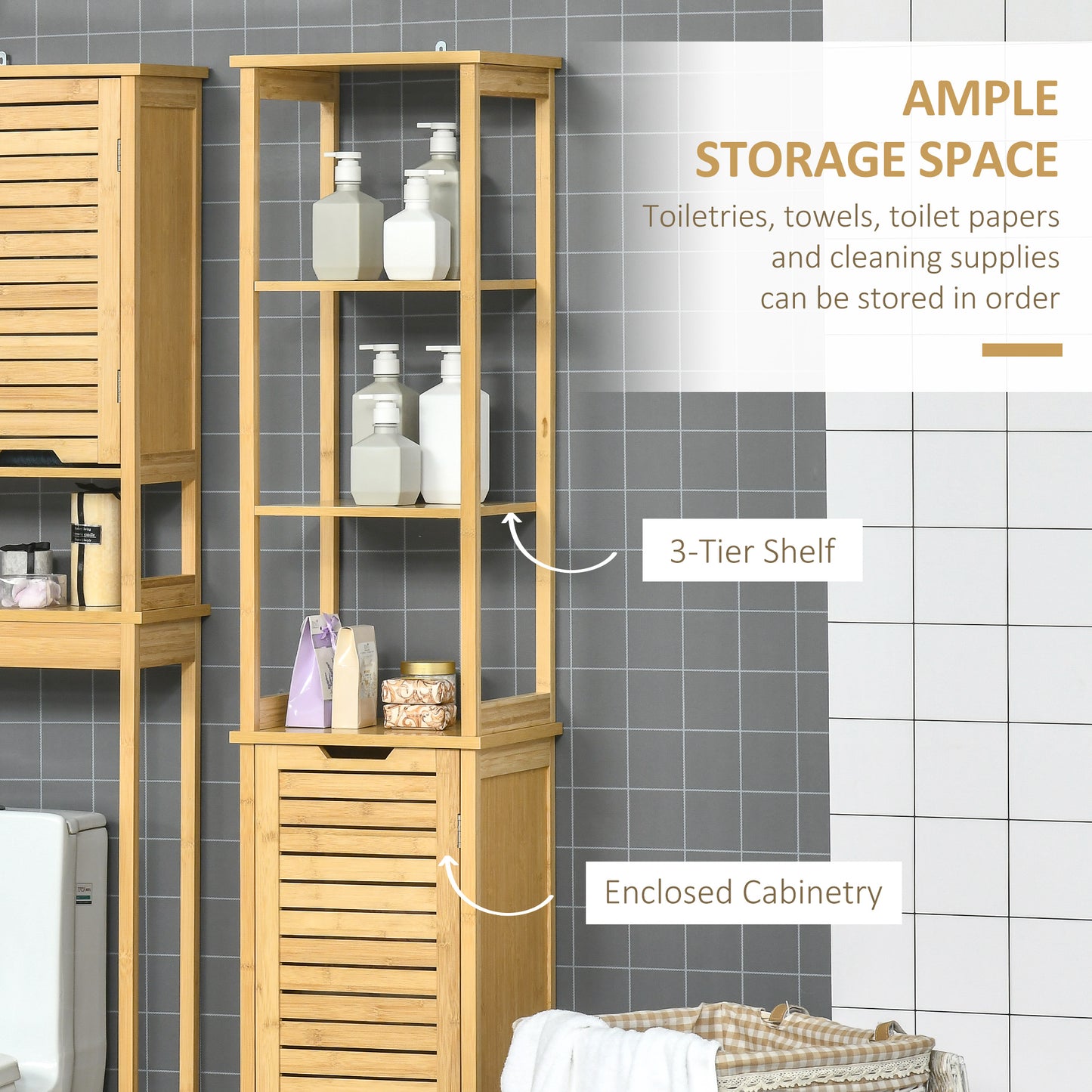 Badezimmereckschrank mit 3 Regalen und Schrank