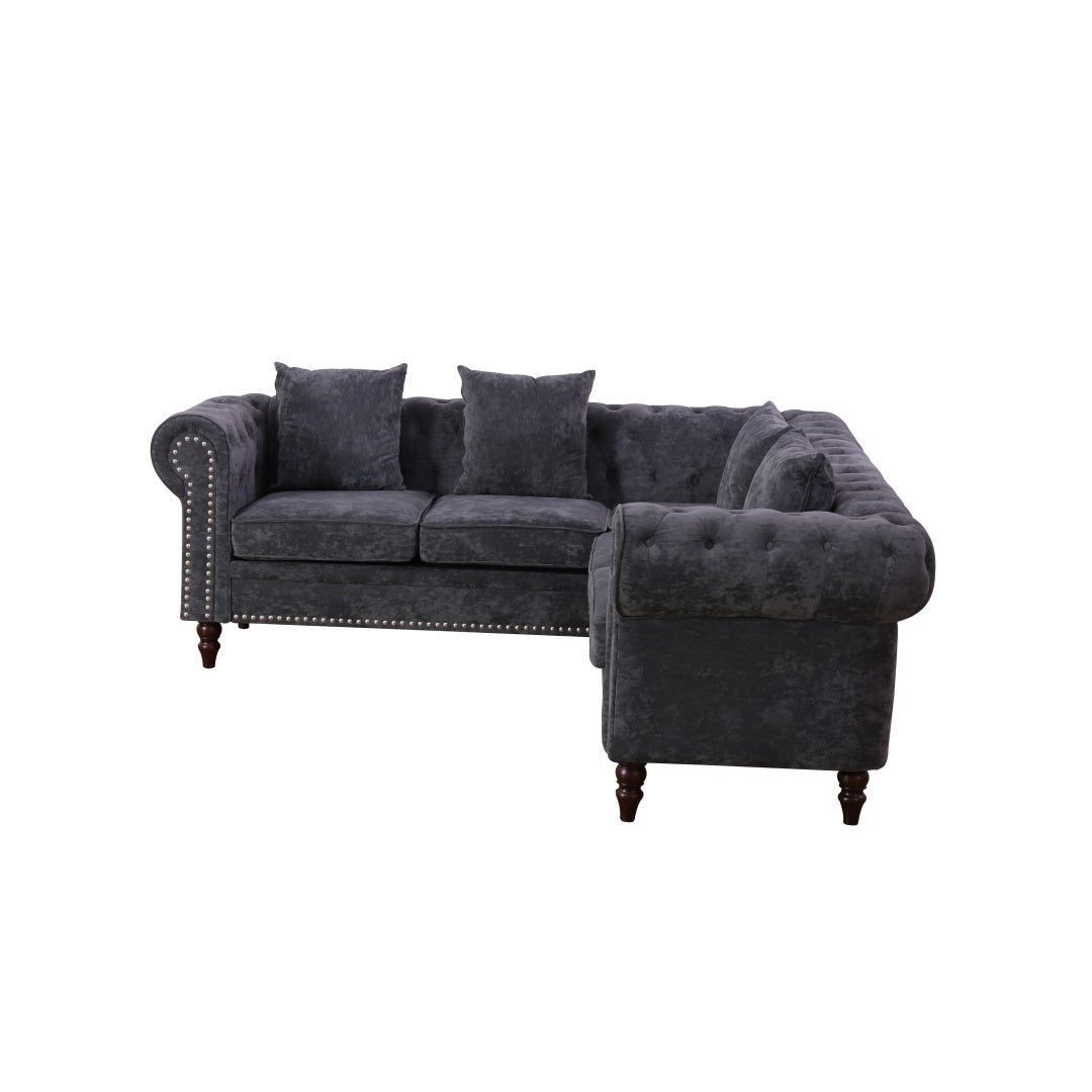 Schwarzes Flanell 2-teiliges Sofa-Set für das Wohnzimmer