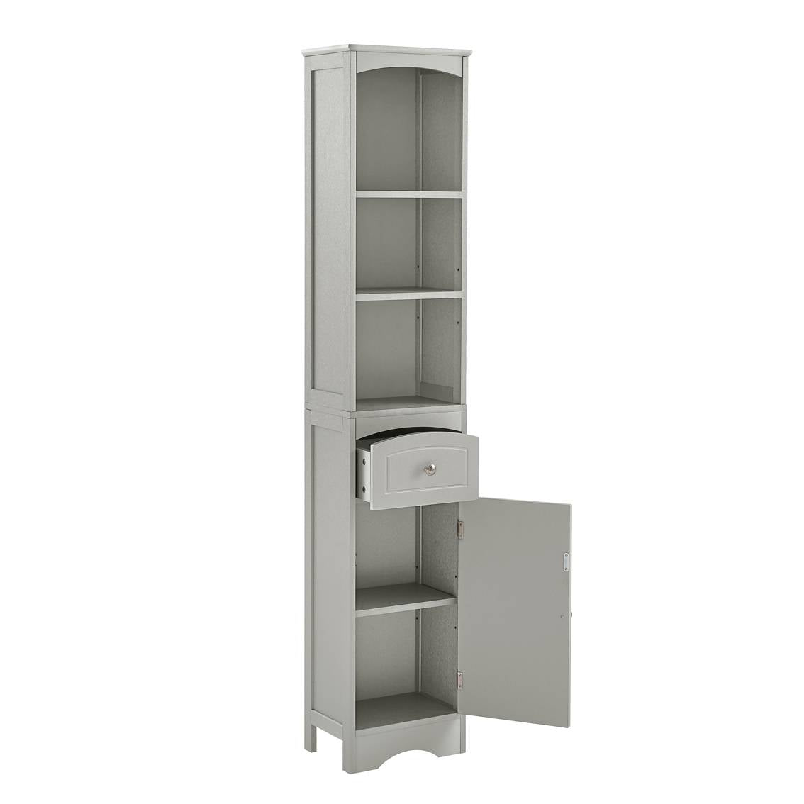 White Tall Storage Cabinet Adjustable Shelf Drawer