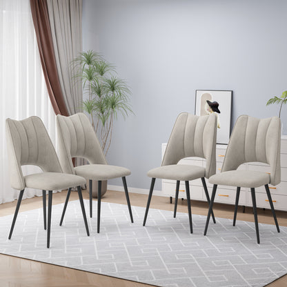 4-Stuhl-Set Kombination, modern und schlicht, mit hoch belastbarem Füllmaterial, Metallbeine, verstellbare Füße, geeignet für Küchen und Esszimmer, Beige