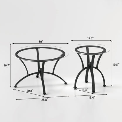 3-teiliges Couchtisch-Set mit gehärteter Glasoberfläche Deko-Couchtisch