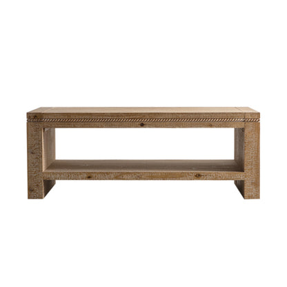 Rectangle Coffee Table With Solid Wood For Living Room, Large 2-Tier Rustic Coffee Table With Storage Shelf, Office And Apartment, Easy Assembly