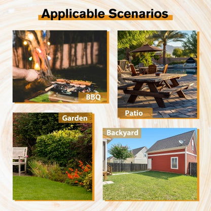 8-Person-Brauner Holztisch für Picknick, Outdoor-Camping-Esstisch mit 2 Sitzen, Garten, DIY mit 2 integrierten Bänken, Tragfähigkeit 2220 lb