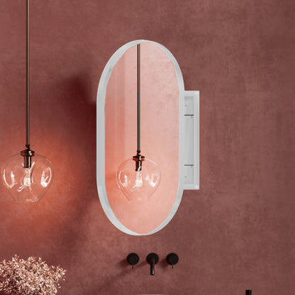 20x34 Zoll Ovales Einbauschrank aus Metallrahmen für das Badezimmer mit Spiegel und einstellbaren Regalen Nicht verfügbar Plattformen- Temu