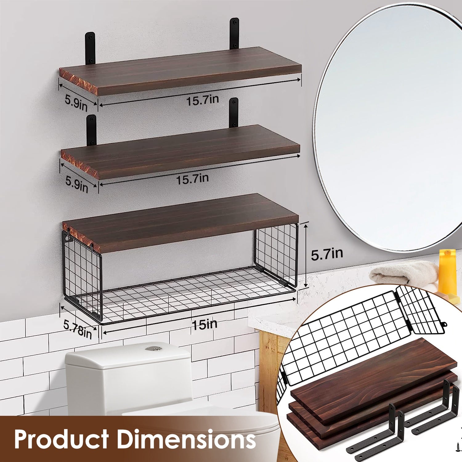 Black Basket Wall Shelf