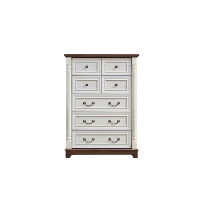 7 Drawer Dresser Chest For Bedroom With Wooden Base And Riser Trim, Wooden Rustic Rustic Chest Of Drawers, Storage Dresser For Bedroom, Living Room