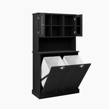 Zweikammer-Neigung-Wäschekorb Hoher Badezimmerschrank